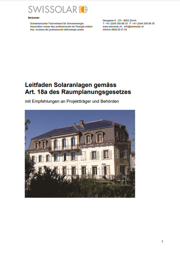 Leitfaden Solar – Raumplanungsgesetz