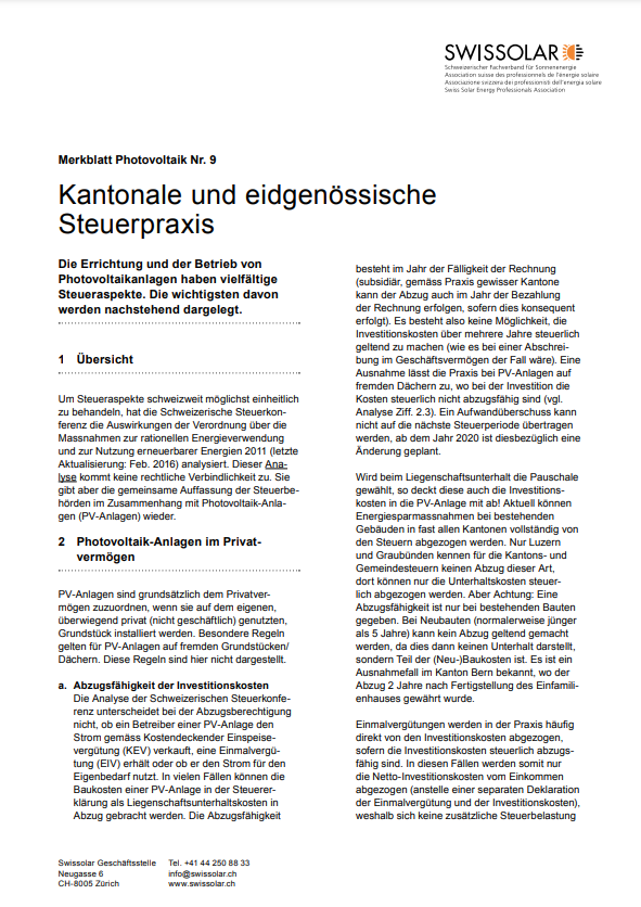 Steuerpraxis PV