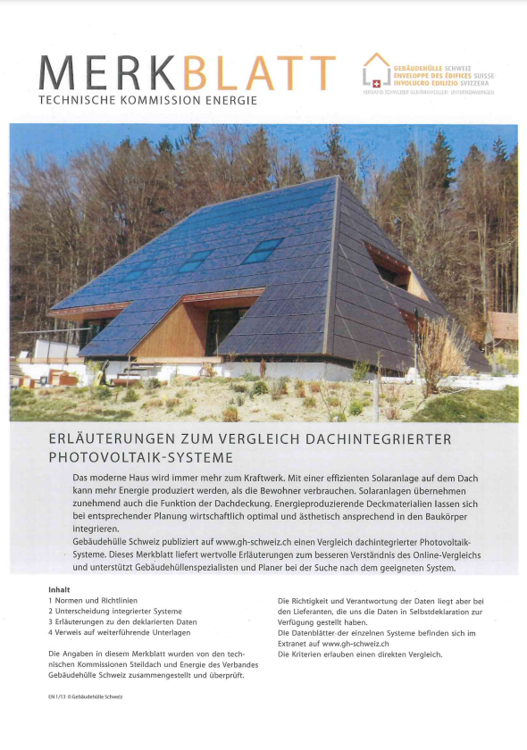 Technische Vorgaben PV Indach